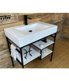 Тумба Snail Родос с умывальником Атлант камень Черный 800LOFT163сA200