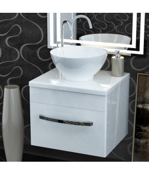 Тумба Snail Адель с умывальником Селена Жемчуг/Белый 500KM104RH300A100