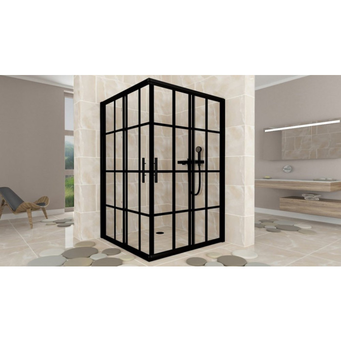 Душевая кабина Aquanil Indiana Black Line 100х100х190 см прозрачное стекло