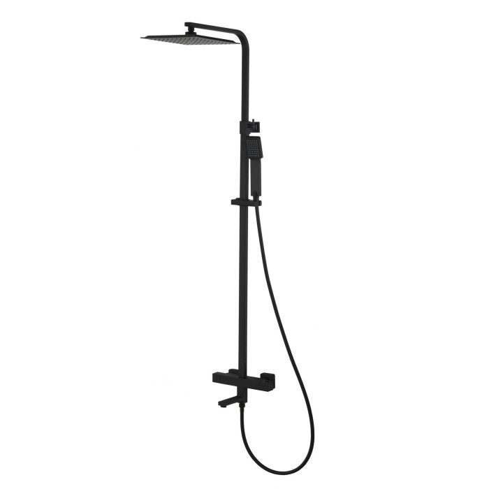 Душевой гарнитур Corsan ANGO BLACK MATT с термотстатом и изливом