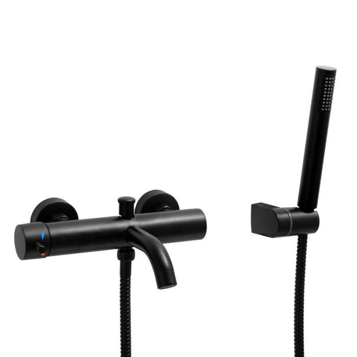 Смеситель для ванны Yoka SUNTO BLACK черный настенный с изливом