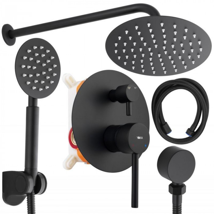 Душевой гарнитур скрытого монтажа Yoka STUDIO BLACK + BOX черный