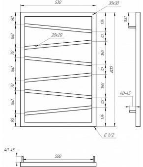 Водяной полотенцесушитель Genesis-Aqua Genesis Light 80x53 см, белый