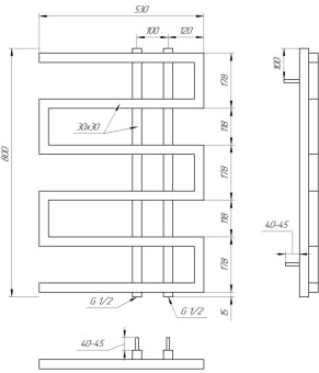 Электрический полотенцесушитель Genesis-Aqua Dual 80x53 см, серый