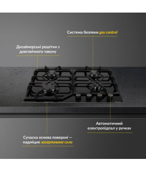Поверхность газовая на стекле Weilor GG 604 BL