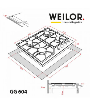Поверхность газовая на стекле Weilor GG 604 BL