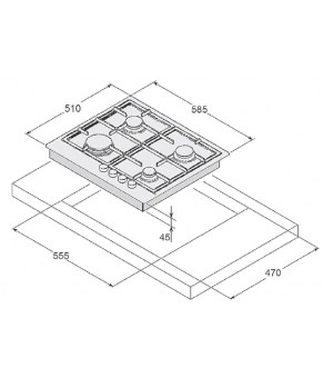 Газовая варочная поверхность Fabiano FHG 1244 VGH Black Glass 8111.406.1029