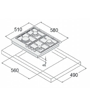 Газовая варочная поверхность Fabiano FHG 3344 GHT Inox 8112.507.1108