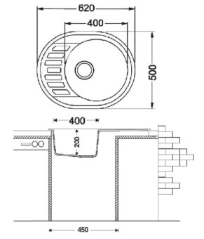Кухонная мойка Fabiano Arc 62x50 Titanium 8221.401.0097