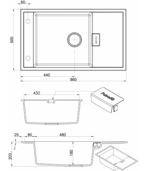 Кухонная мойка Fabiano Navio 86x50 XL Antracit 8221.201.0949