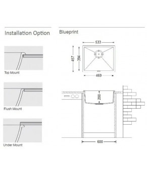 Кухонная мойка Fabiano Quadro 53x46 Antracit 8221.301.0486