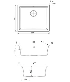Кухонная мойка Fabiano Quadro 55x46 Grey Metallic 8221.201.0948