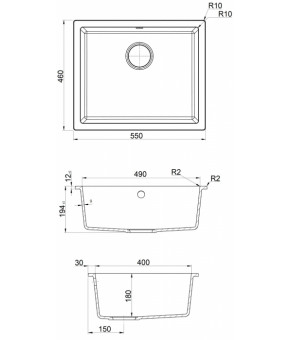 Кухонная мойка Fabiano Quadro 55x46 Truffle Beton 8221.201.0991