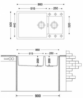 Кухонная мойка Fabiano Quadro 86x50x15 Espresso 8221.301.0023