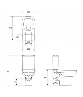 Унитаз-компакт Cersanit Facile 011 3/6 с крышкой K30-016