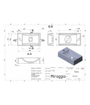 Тумба Kast Dafna 40 подвесная с раковиной Faro KS000106/KS000105