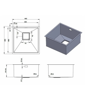 Кухонная мойка Fabiano Quadro 44 Nano Gold 8216.401.0894