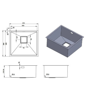 Кухонная мойка Fabiano Quadro 49 Nano Graphite 8216.401.0896