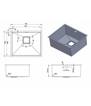 Кухонная мойка Fabiano Quadro 53 Nano Graphite 8216.401.1068