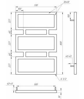 Водяной полотенцесушитель Genesis-Aqua Quattro 80x53 см Бордово-фиолетовый