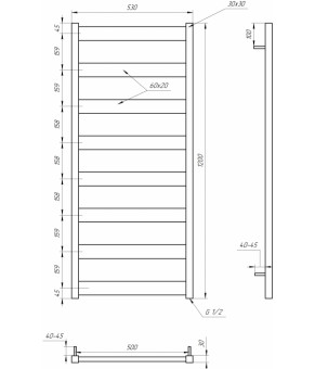 Электрический полотенцесушитель Genesis-Aqua Bull 120x53 см Бирюзово-синий