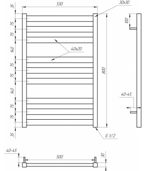 Электрический полотенцесушитель Genesis-Aqua Tristar flat 80x53 см Желто-оранжевый