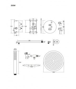 Душевой гарнитур скрытого монтажа Corsan LUGO GOLD + BOX золото