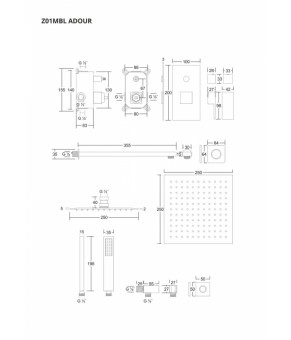 Душевой гарнитур скрытого монтажа Corsan ADOUR BLACK + BOX черный
