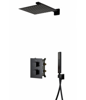 Душевой гарнитур скрытого монтажа Corsan ADOUR BLACK + BOX черный с термостатом