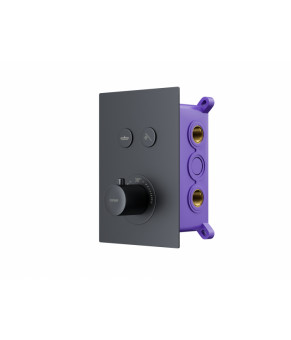 Душевой гарнитур скрытого монтажа Corsan Plomeria BLACK + BOX черный с термостатом