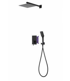 Душевой гарнитур скрытого монтажа Corsan Plomeria BLACK + BOX черный
