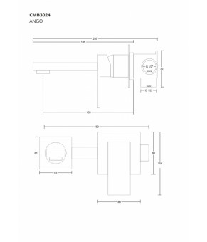 Смеситель для раковины (умывальника) скрытого монтажа Corsan ANGO BLACK MATT