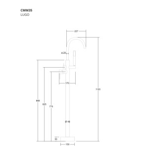 Смеситель для ванны Corsan LUGO GOLD золотой напольный