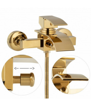 Смеситель для ванны и душа Yoka TALEA GOLD золотой настенный
