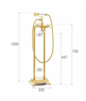 Смеситель для ванны Yoka LUWR GOLD золотой напольный