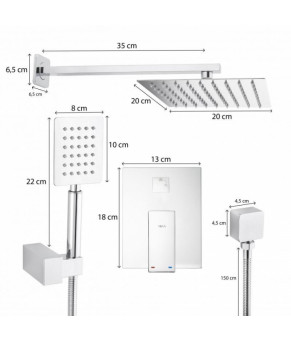 Душевой гарнитур скрытого монтажа Yoka Dual CHROM + BOX хром, BP.DUAL