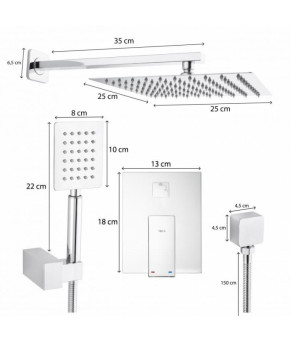 Душевой гарнитур скрытого монтажа Yoka Dual 25 CHROM + BOX хром