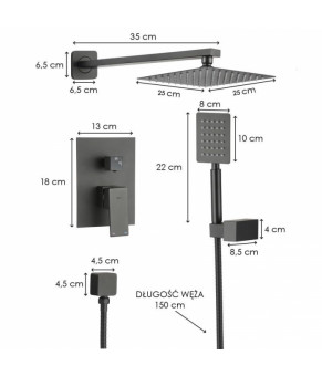 Душевой гарнитур скрытого монтажа Yoka DUAL 25 BLACK + BOX черный