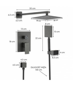 Душевой гарнитур скрытого монтажа Yoka DUAL 30 BLACK + BOX черный