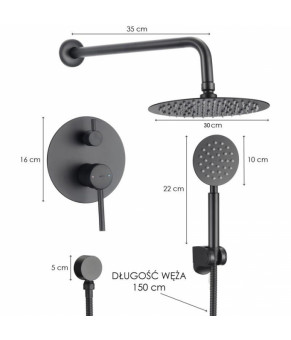 Душевой гарнитур скрытого монтажа Yoka STUDIO 30 BLACK + BOX черный