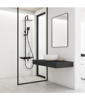 Душевой гарнитур Yoka OSLO 25 BLACK черный с полкой и краном
