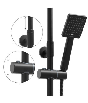 Душевой гарнитур Yoka OSLO 25 BLACK черный с полкой и краном