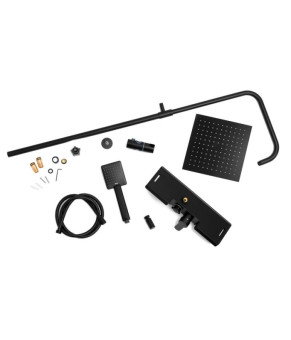 Душевой гарнитур Yoka OSLO 25 BLACK черный с полкой и краном