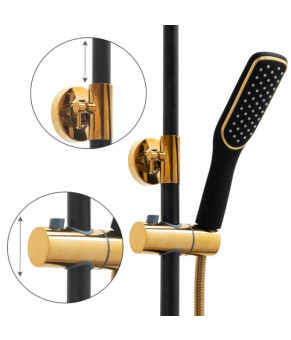 Душевой гарнитур Yoka ROXY GOLD BLACK MATT золотой с изливом