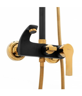 Душевой гарнитур Yoka ROXY GOLD BLACK MATT золотой с изливом