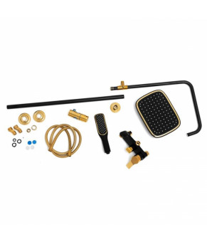 Душевой гарнитур Yoka ROXY GOLD BLACK MATT золотой с изливом