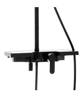 Душевой гарнитур Yoka SABA 25 BLACK черный с полкой и краном