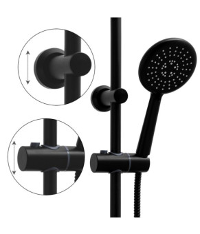 Душевой гарнитур Yoka ENZA 20 BLACK черный с термостатом