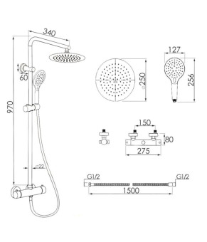 Душевой гарнитур Yoka OMAN 25 THERM L.GOLD золотой