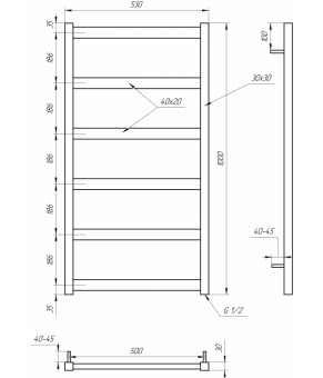 Электрический полотенцесушитель Genesis-Aqua Minimal 100x53 см Пурпурно-фиолетовый